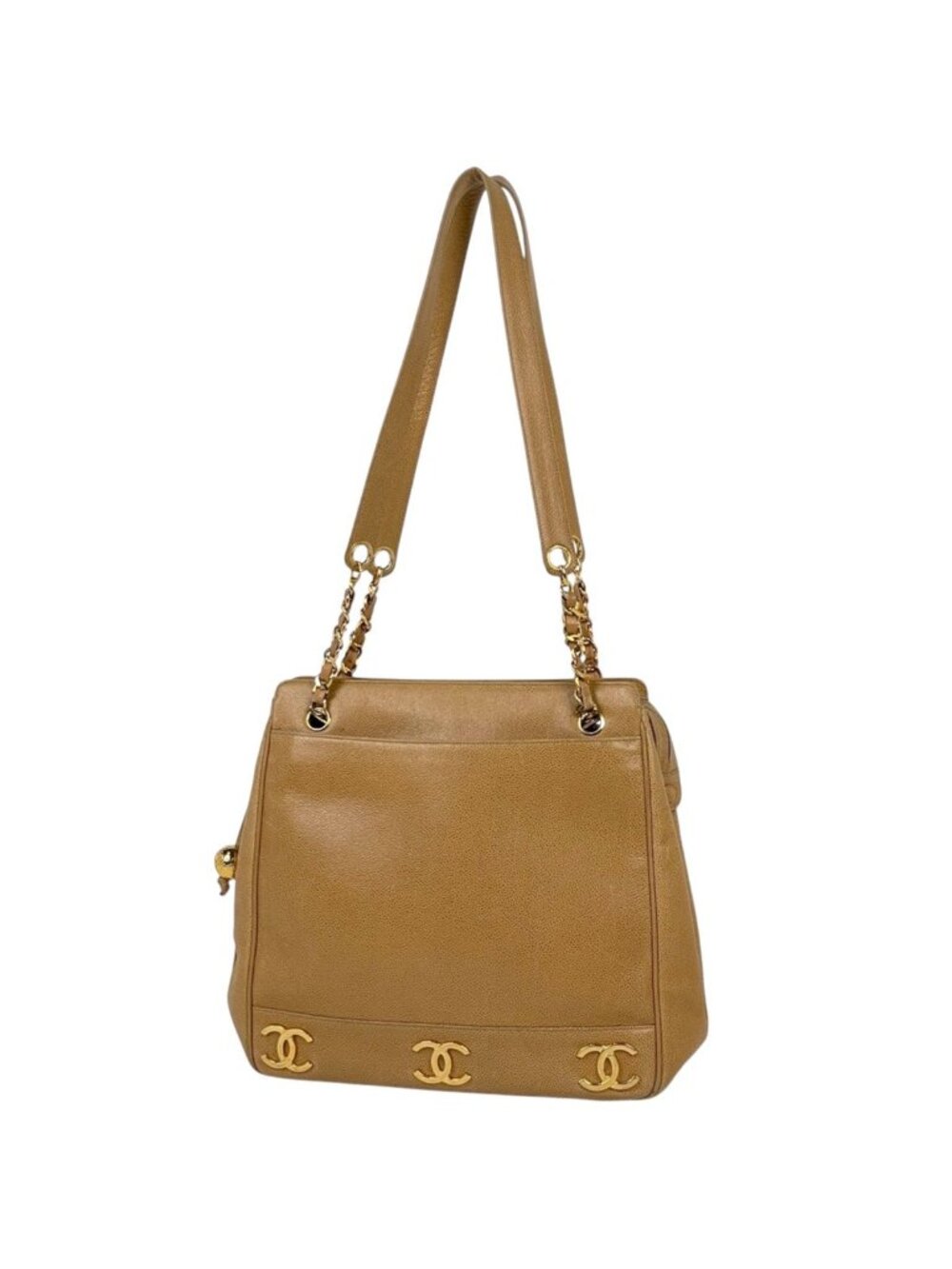 Chanel Tote Triple CC Logo Caviar Leather Brown
